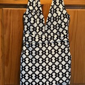 Elegant Black and White Geometric Romper